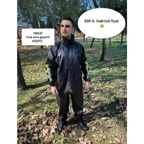 Resim Geborgenheit Reflektörlü Motorcu Yağmurluk Kalın Motosiklet Yağmurluk Motosiklet Aksesuarları Motor için Cepli 