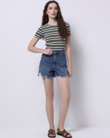 Resim Mom Fit Yüksek Bel Düz Kadın Denim Jean Şort Colin's