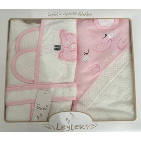 Resim Gökçe Bebe Kız Bebek Filli Bornoz Takımı 4'lü Set Pembe 
