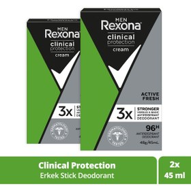 Resim Rexona Men Clinical Protection Stick Deodorant Active Fresh 96 Saate Kadar Koruma 45 ml X2 Adet 