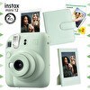 Resim Fujifilm Instax Mini 12 Yeşil Fotoğraf Makinesi 20'li Film Çerçeve ve Kare Albüm Seti 