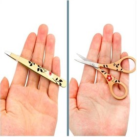 Resim Omeniv Vintage Tasarım Cımbız Makas Set Kaş Kirpik Yüz Cilt Bakım 