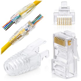 Resim TMGO Technology 50 Adet Ez Tipi Konnektör + But Rj45 Cat6 Yeni Nesil Delikli Jack 