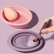 Resim Katlanabilir Silikon Makyaj Fırça Temizleme Kasesi - Yumurta Şekilli, Etkili Temizlik için Dokulu Yüzey, Ergonomik Sap, Güzellik Araçları, Pudra Puf ve Blenderlar için İdeal, Kozmetik Fırça Temizliği|Katlanabilir Tasarım|Silikon Kase 
