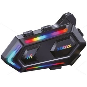 Resim Sunix Ipx6 Su Geçirmez 1000 Mah Rgb LED Efektli Intercom Motosiklet Kask Kulaklığı NTR-102 