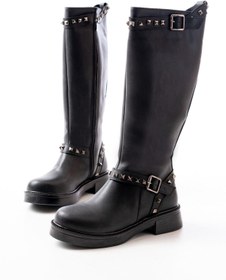 Resim Mida Shoes 02-307 Siyah Düz Topuklu Günlük Binici Çizme 