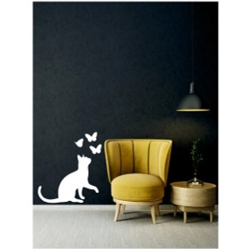 Resim Kedi Sticker Duvar DEKORASYONU-40X30 cm - Home Sticker - Duvar Sticker 