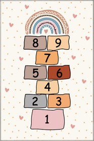Resim NORELLAHOME NORELLA HOME Pastel Seksek Oyun Halısı Kaymaz Taban Yıkanabilir Çocuk Odası Halısı 