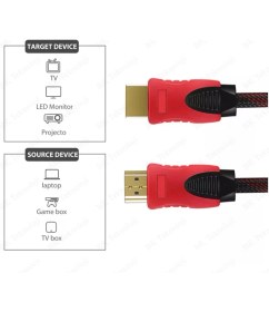 Resim BK Teknoloji Yüksek Hızlı Full Hd 3D Örgülü HDMI Kablo - 1.5 Metre 