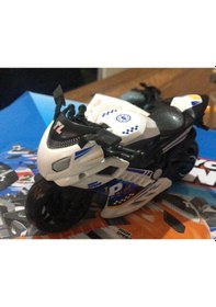 Resim Oyuncak Sürtmeli Polis Motorsikleti 15 Cm Beyaz Model Motorsiklet 