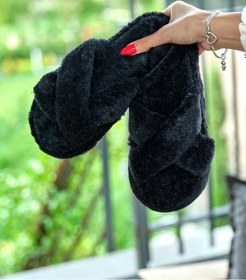 Resim Tonny Black Çapraz Peluş Kadın Siyah Ev Terliği Tbtbr005 Siyah 