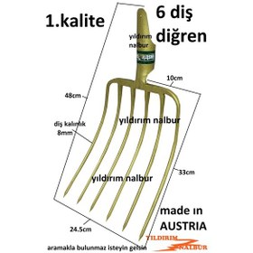 Resim Diğren 6 Diş Kaliteli Yaba Saman Dirgen Avusturya Duble Büyük Boy 