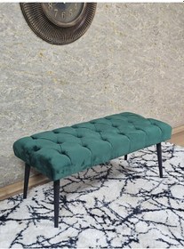 Resim Zafir Siyah Boyalı Sivriltme Ayaklı 90 Cm Puf Bench - Puf - Bench - Kasalı Oturak - Oturak - Yatak Ucu Puf Yeşil 