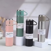 Resim 1 set hediye seti 500ml/16.9oz, Paslanmaz Çelik Termos Kupa, Vakum Yalıtımlı, Yeniden Kullanılabilir, Çok Amaçlı, Sadece Elde Yıkama, Yetişkinler İçin, Seyahat Kahvesi, Sıcak İçecek, Soğuk İçecek, Su Matarası 
