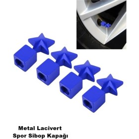 Resim Sibop Kapağı Metal Yıldız Model Lacivert Renk Profesyonel Yıldız Logo Metal Sibop Kapağı 4 Parça Set 