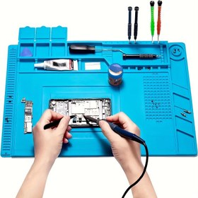 Resim Yüksek Yoğunluklu Silikon Elektronik Lehimleme Matı - Isıya Dayanıklı, Korozyona Karşı Mıknatıslı Konumlandırma ile, Telefon & Bilgisayar Tamirleri için İdeal | Dayanıklı, Kaymaz, Kolay Temizlenebilir 