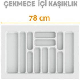 Resim Çekmece İçi Kaşıklık Ve Kepçelik Düzenleyici Beyaz 78x49 Cm 69x40 Cm Kadar Kesilebilir Beyaz 