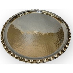 Resim Dövme Bakır Çirtikli Tepsi 38 Cm Gümüş 
