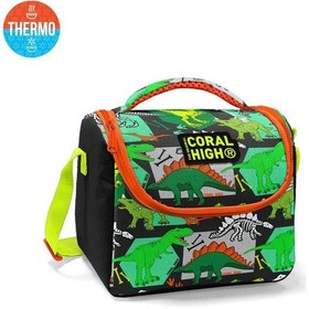 Resim Coral High Kids Gri Yeşil Dinozor Desenli Thermo Beslenme Çantası 11832 