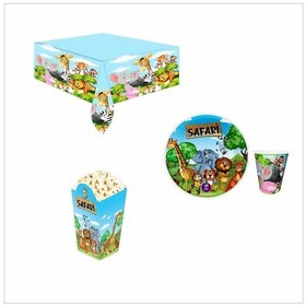 Resim Safari 8 Adet Tabak, 8 Adet Bardak, Masa Örtüsü, 8 Adet Mısır Kutusu 