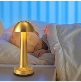 Resim Premium Ticaret Dekoratif Led Masa Lambası Gold Renk | Usb Şarjlı | 3 Renk Dokunmatik Mod Sarı 18 X 31 
