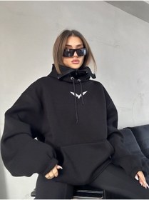 Resim Genel Markalar Origami Baskılı Maskeli Dikay Kapüşonlu Sweatshirt Hoodie 
