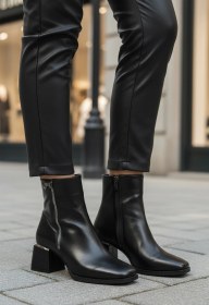 Resim Pierre Cardin Siyah Parlak İçi Polarlı Fermuarlı Kadın Topuklu Bot Çok Renkli 