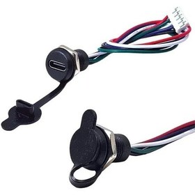 Resim Intercom Ic-266t-2 Pano Tip Type-c Şase Dişi 5pin Soketli Şarj Ve Data Bağlantı Modülü Su Geçirmez 