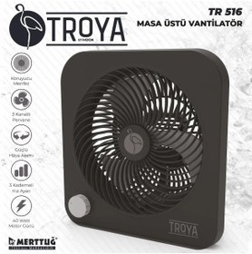Resim abnturk Masaüstü 3 Kanatlı 3 Kademeli Hız Ayarlı 40 Watt Vantilatör 