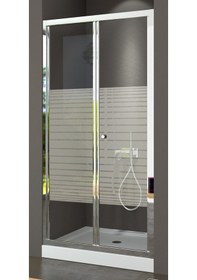 Resim Durul Duşakabin Katlanır Kapı Parlak Profil Çizgili Cam Beyaz - Şeffaf 