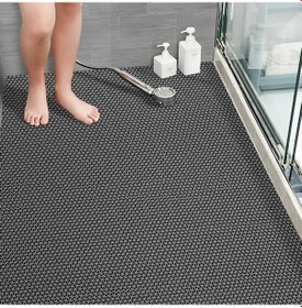 Resim Banyo Duş Havuz- Z Mat Petek Kaydırmaz Pvc Paspas Gri En 90 X1mt 