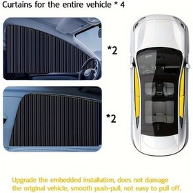 Resim Xuweiwei Siyah 4 Parça Tam Set Araç Perdesi Güneşlik, Işık Ve Isı Yalıtımı Seyahat Aksesuarı 