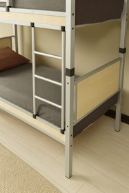 Resim ARGİMO Yurt Genç Çocuk Odası Metal Ahşap Ranza Ve Karyola 90x190 Gri 
