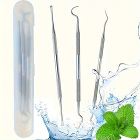 Resim Taşınabilir Saklama Kutulu Diş Temizleme Aracı Seti, Diş Temizliği, Paslanmaz Çelik Çift Başlıklı Temizlik Araçları, Evcil Hayvan Diş Temizleme Aracı Seti, Diş Hekimleri, Bireyler ve Evcil Hayvanlar için Uygun, Evcil Hayvanlar ve Yetişkinler İçin 