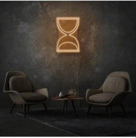 Resim Kum Saati Figürlü Neon Tabela Turuncu 