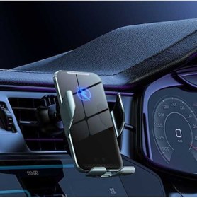 Resim Wondernest C9 Araç Kablosuz Şarj Cihazı, Otomatik Sıkıştırmalı Metal Telefon Tutucu Mavi Mavi 
