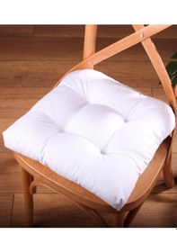 Resim Altınpamuk Altınpamuk Lüx Pofidik Beyaz Sandalye Minderi Özel Dikişli Bağcık 