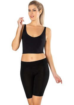 Siyah Yumuşak Viskoz Diz Üstü Tayt 524