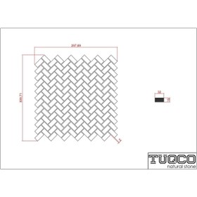 Resim TUQCO Doğaltaş Fileli Herringbone Gümüş Honlu Mermer Mozaik 