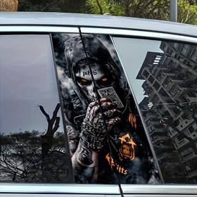 Resim 1 Çift Parlayan Kafatası Karikatür PVC B-Sütunu Çıkartmaları, Kendinden Yapışkanlı Su Geçirmez Çizilmeye Dayanıklı, Cam, Metal, Plastik, Seramik, Ahşap Yüzeyler İçin - Araba Çıkartmaları, Anime, Fantezi, Hayvan, Uzay, Çizgi Film Temaları, Dikdörtgen, Yarı Mat Kaplama 