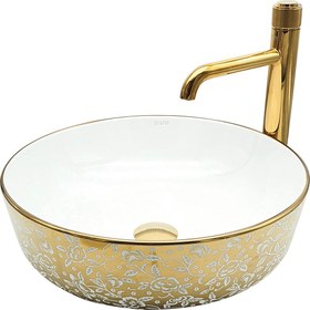 Resim Pure Concept Flower Gold White Tezgah Üstü Çanak Lavabo 