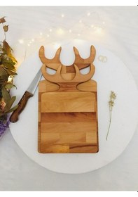 Resim Dekoratif Geyik Boynuzlu Kesme Tahtası Ahşap 