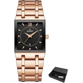 Resim Hanyang Rosegold Kutusu ile Relogio Feminino Lüks Altın Elbise Saatler Kadınlar Yaratıcı Kare Kuvars Saatı Su Geçirmez Paslanmaz Çelik Bilezik Izle (Yurt Dışından) 