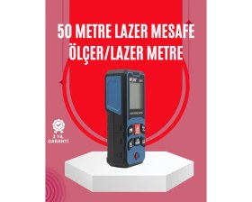 Resim TKÇ 50 Metre Lazer Ölçüm Cihazı Alan ve Mesafe Hesaplama 
