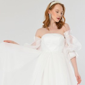 Resim Tangül&Ali'S Moda Evi Straplez Balon Kol Gelinlik 