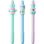Resim Geekyou 0.38mm Siyah Jel Kalemler - 3'lü Paket Mavi-mor-açık Mavi - Dönen Dekorlu Stres Azaltıcı Abs Kalemler 