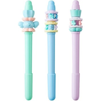 Honmex 0.38mm Siyah Jel Kalemler - 3'lü Paket Mavi-mor-açık Mavi - Rotatif Hareketli Stres İndirici Abs Malzeme