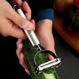 Resim Paslanmaz Çelik Çok Fonksiyonlu Soyucu - Manuel Julienne Dilimleyici ve Mutfak Rendesi Sebze ve Meyveler için - Temel Şükran Günü, Noel Mutfak Aparatı, Gıda İletişim Malzemesi, Mutfak Temel Gereksinimleri | Modern Mutfak Aparatı | Dayanıklı Mutfak Aracı, Sebze Soyucu 