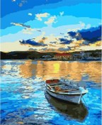 Resim Pastelya Sayılarla Boyama Seti Rulo Çerçevesiz Mavi Sular Ve Tekne Kendin Yap Hobi
