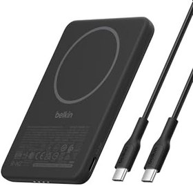 Resim Belkin BoostCharge Manyetik Power Bank 5000 mAh, Manyetik Halka ve USB-C Porta Sahip İnce Taşınabilir Şarj, iPhone, Galaxy, Pixelsnap, iPad ve Tablet için Batarya Paketi, USB-C Kablo Dahil, Siyah 